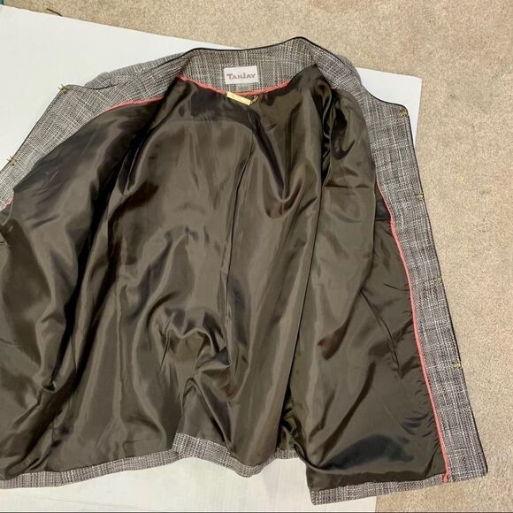 Tanjay plus size dark chocolate brown and ivory white blazer size 18 W - Picture 3 of 8